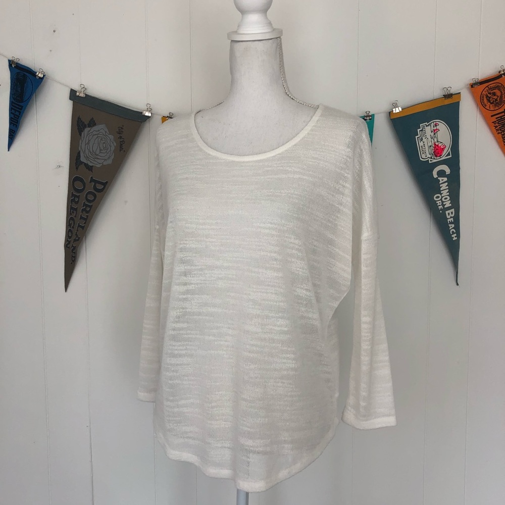 !FINAL CHANCE!  White Olive & Oak Long Sleeve Burn Out Top